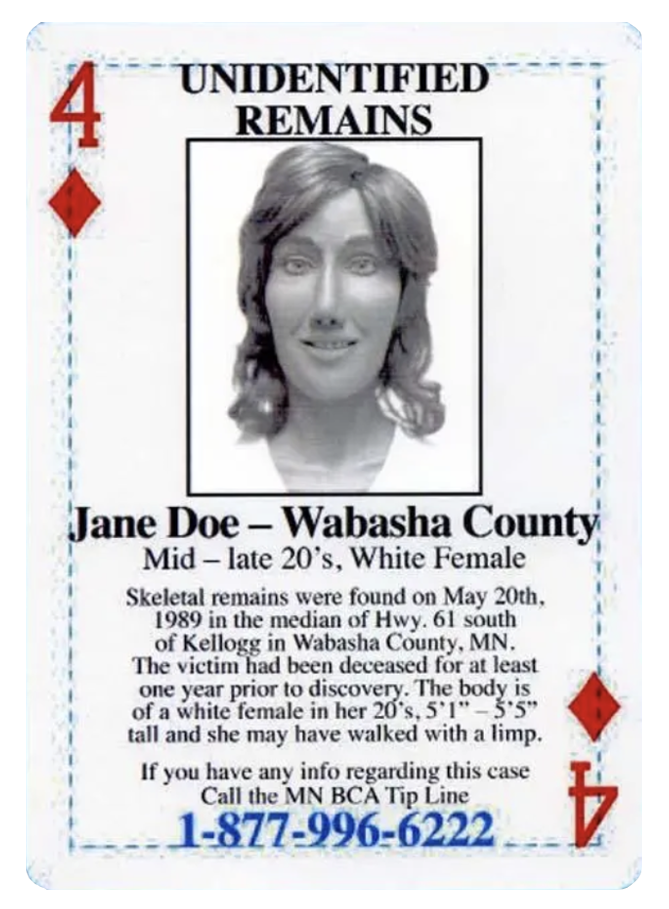 4 of Diamonds - Jane Doe Wabasha County