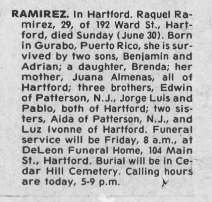 Raquel Ramirez death notice