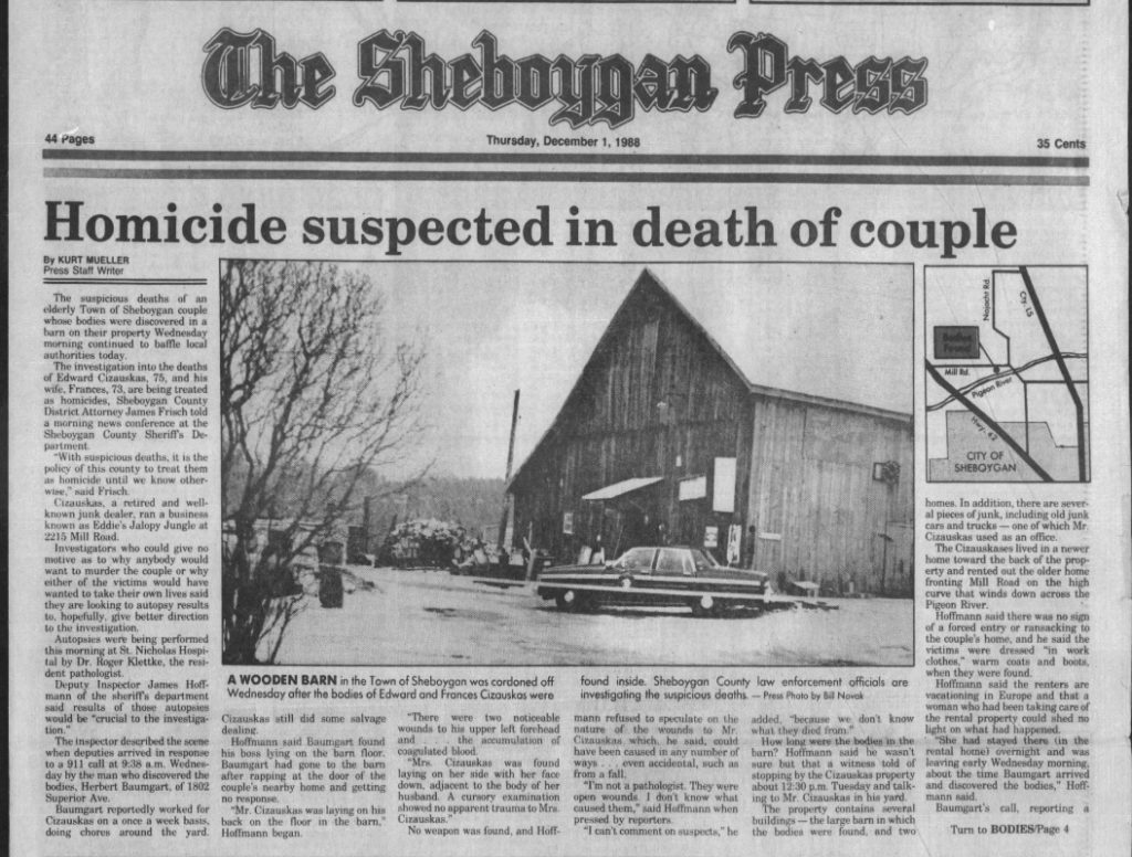 Dec. 1, 1988 Sheboygan Press article