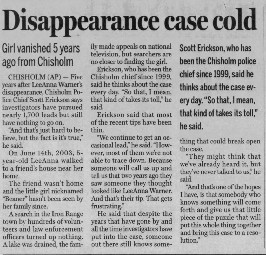 Disappearance case cold - St. Cloud Times