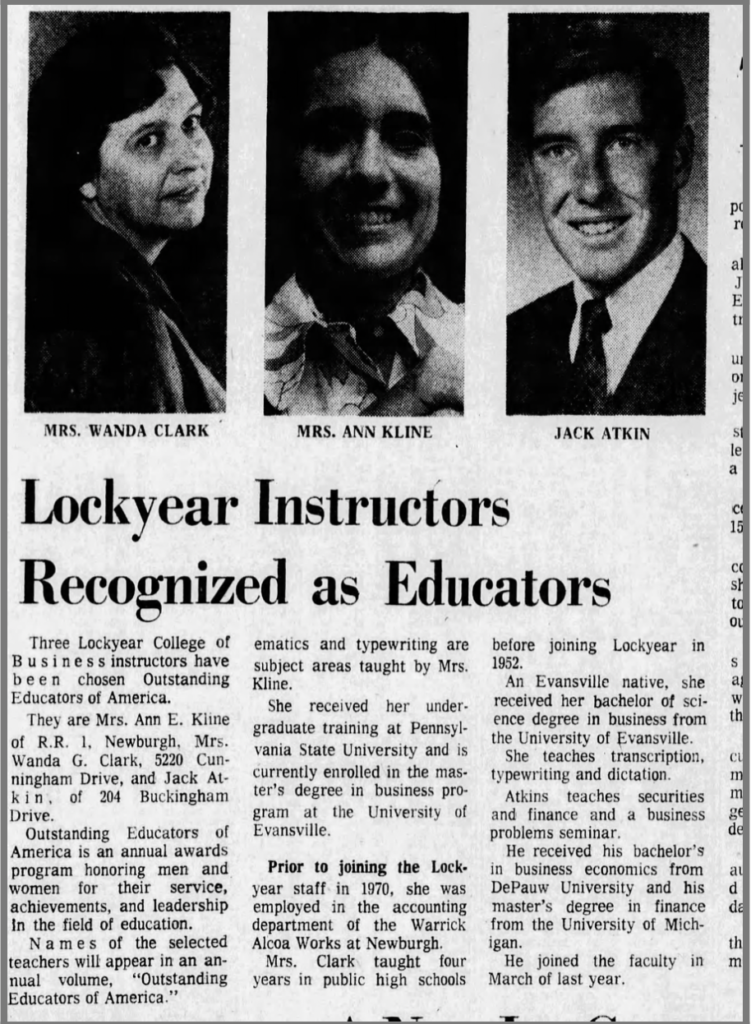 newspaper clipping - Lockyear Instrucotrs Recognized as Educators