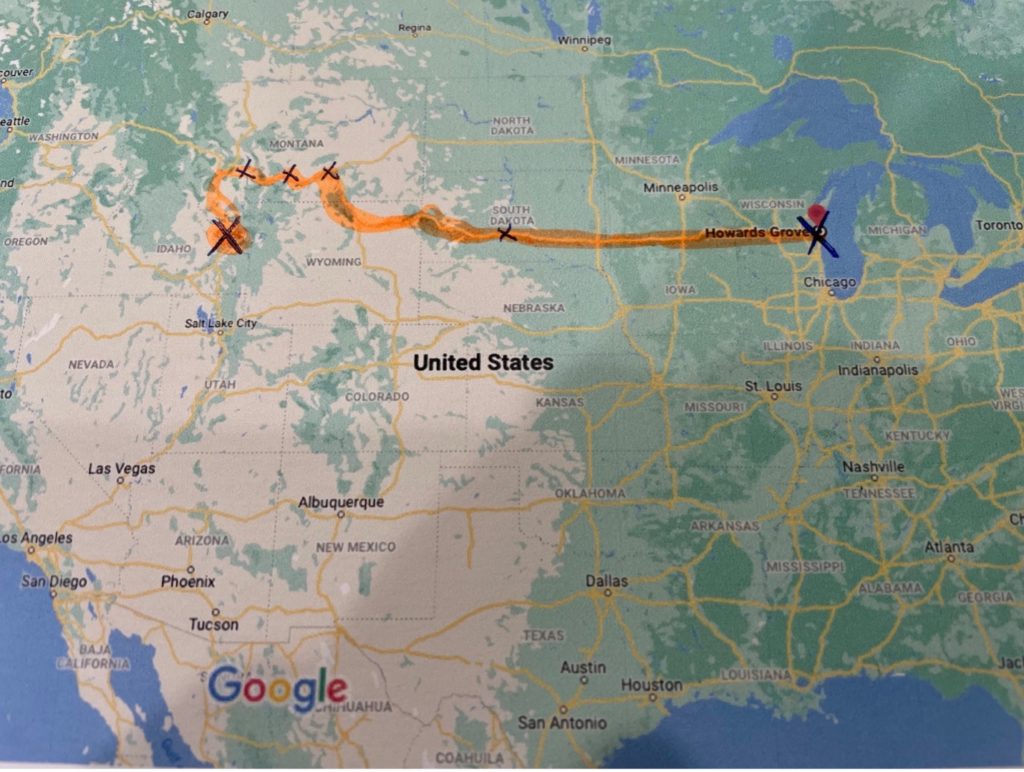 map of Randall Leach's journey