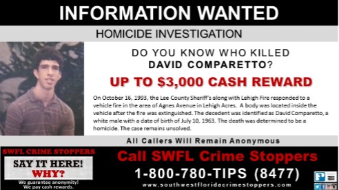 David Comparetto information wanted poster