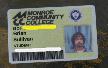 A photo of Brian’s Monroe Community College student ID.