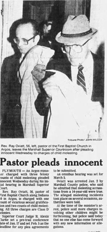 The Indy Star reports on Pastor Ray Oviatt’s plea and sentencing in a 1986 child molestation case in Argos