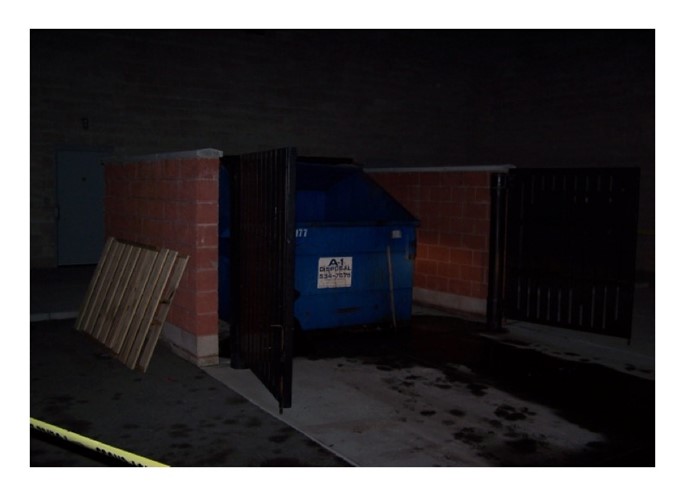 A photo of the trash bin Sheree’s body was found in behind a strip mall in West Valley City, Utah.