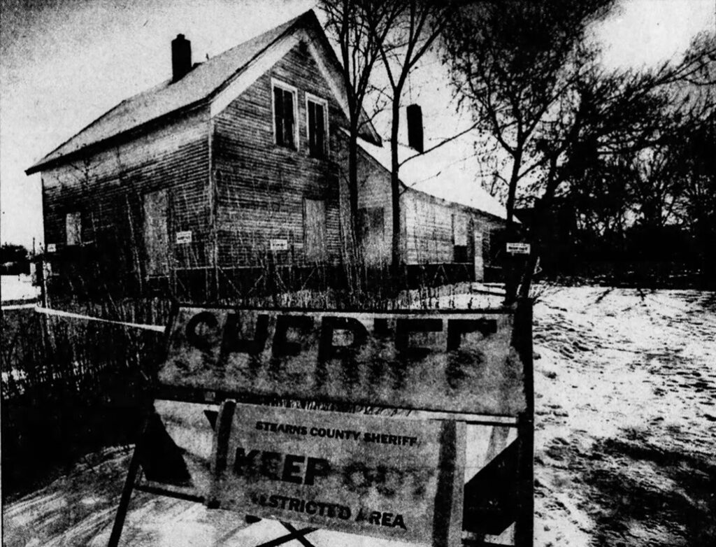 A photo of Myrtle’s home roped off, published in the Star Tribune in December of 1981.