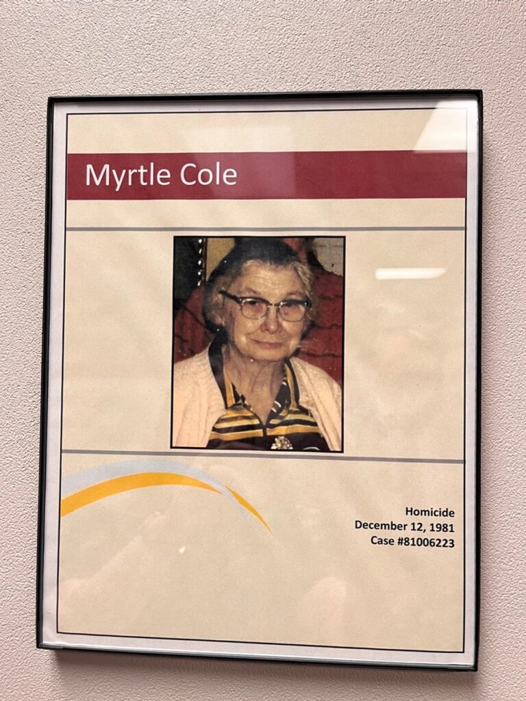 A poster of Myrtle hanging in the Stearns County Sheriff’s Office.