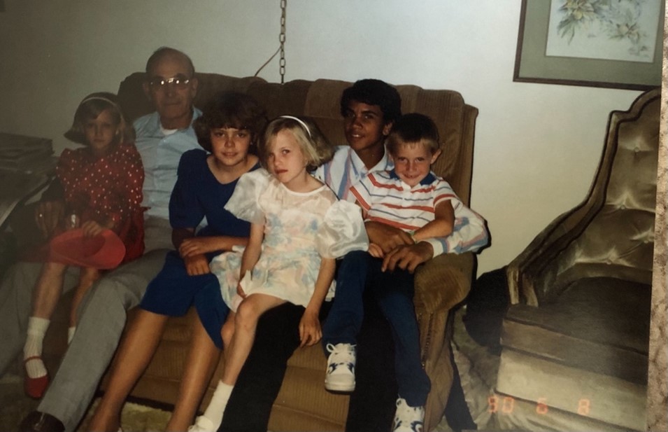 A photo of Tonya, third from left, with her family in 1990.