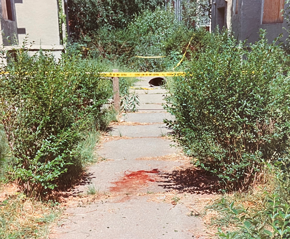 A photo of the crime scene after Elizabeth’s body was removed.