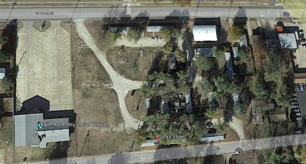 A Google aerial view of Faith Court Trailer Park, as it looked in 2013.