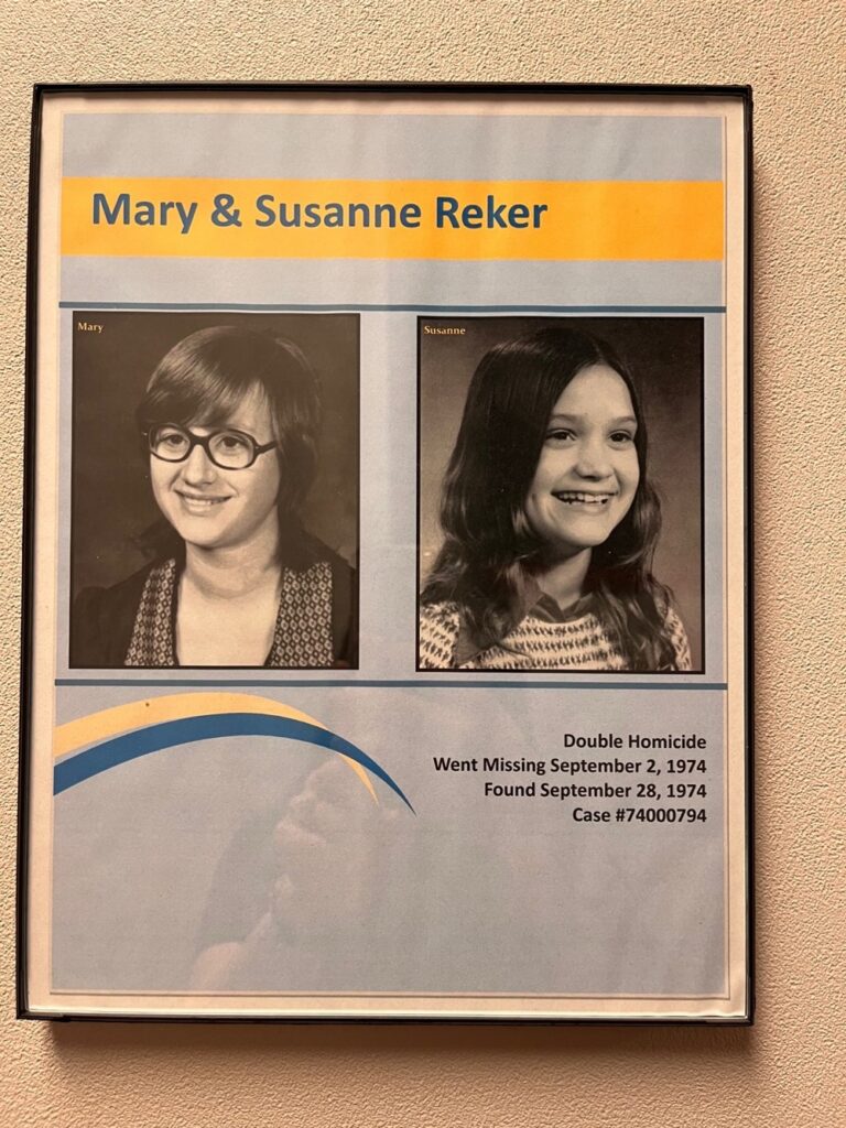 A poster of the Reker sisters hanging in the Stearns County Sheriff’s Office.
