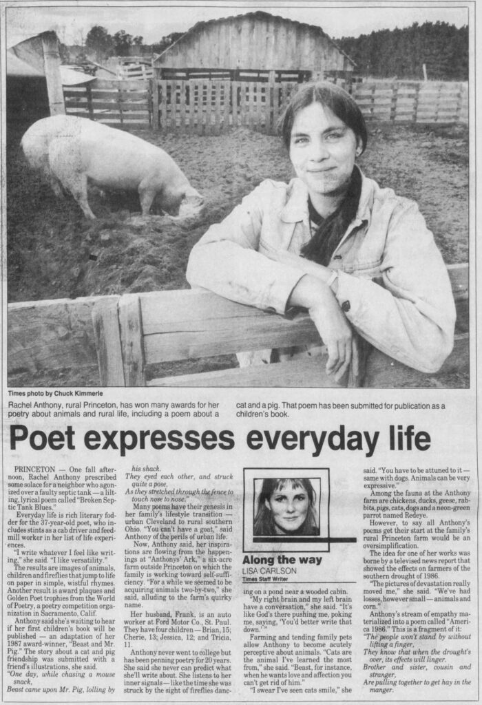 An article about Rachel’s poetry.