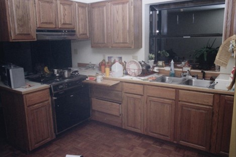The kitchen of the Snyder house.
