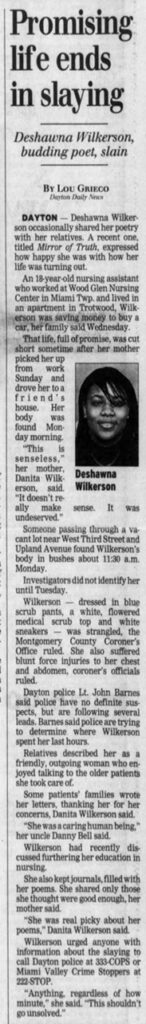 Newspaper article highlighting Deshawna’s death.