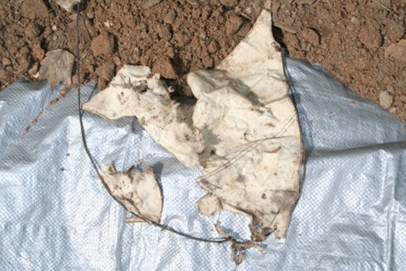 The piece of cloth and string found on Duane Cornwell’s property.
