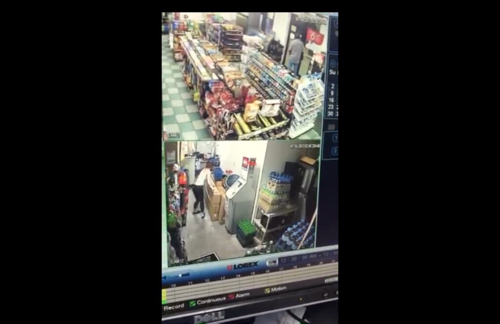 A screenshot of the CCTV footage from the Gas Station.