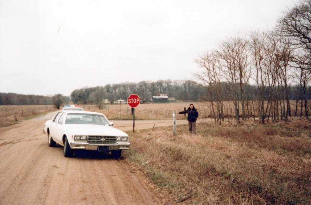 A crime scene photo from the Mt Zion intersection in 1985.