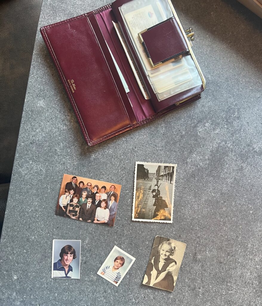 Photos found in Ada's wallet, which was in her purse on her dresser; items provided by family.