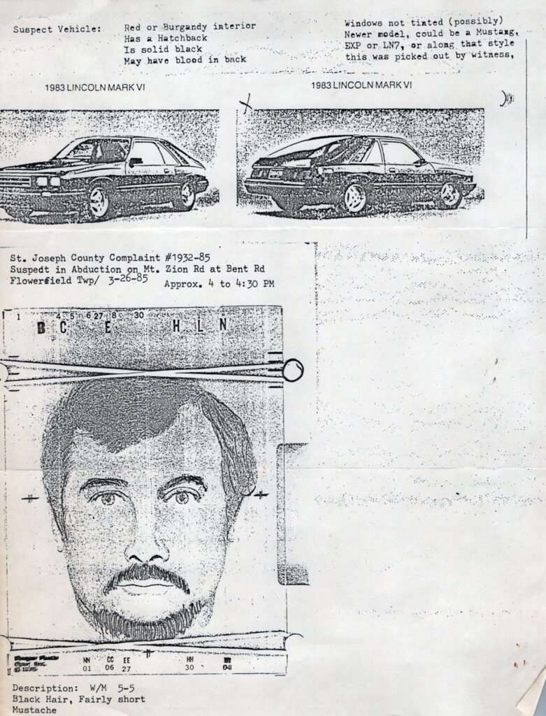 Suspect and vehicle composite sketch.