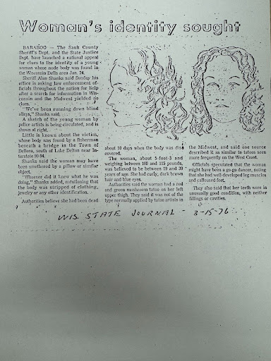 A composite sketch of Frigid Frida circulated by Sauk County.