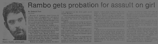 An old newspaper article referencing Charles Rambo that Jennifer recognized as resembling her above sketch (on the left).