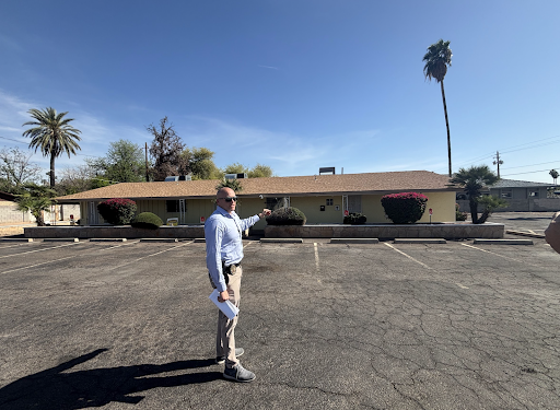 A photo of the Nu Way Realty office building featuring Detective Mark Nunley, lead investigator on Blanca’s case. The photo is now the “Mountain Fire and Miracles Ministries.”