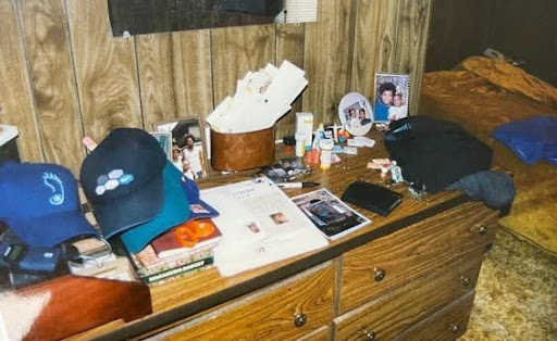 Original crime scene photos from 2002 of Robert’s mobile home where he was shot and killed.